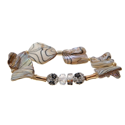 Shell Shambhala Ball Fort Beads-Armband mit schwarzer Druckwasser-Wellen-Beschaffenheit