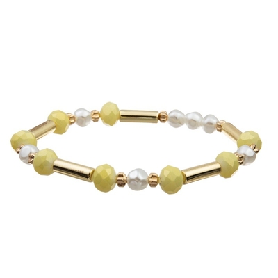 Geometrisches goldenes Metallrohr-Handhandwerk bördelt Armband gelben Crystal Set
