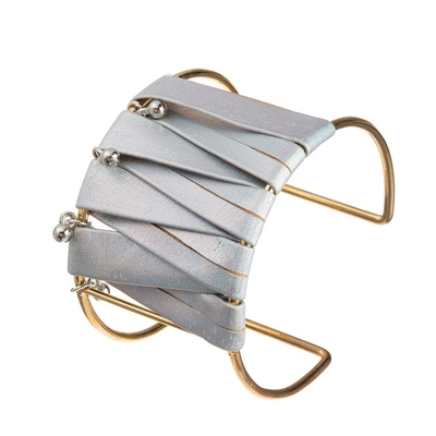 Hand- gesponnene metallische Farbleder-Stulpen-Armbänder für Frauen-Mädchen