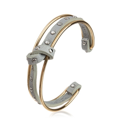 Böhmisches umsponnenes Stulpen-Armband Metall-Dot Hand Knot Leather Bracelets für Dame Girl