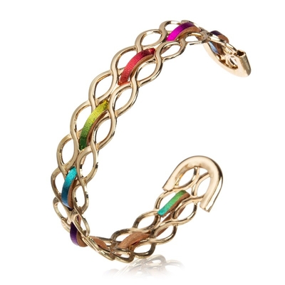 Inspirierend Regenbogen-Lederarmband mit verdrehtes Art-Metalloffener Stulpe