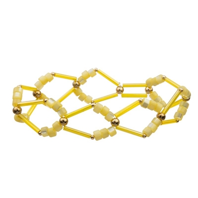 Geometrisches goldenes Metallrohr-Handhandwerk bördelt Armband gelben Crystal Set