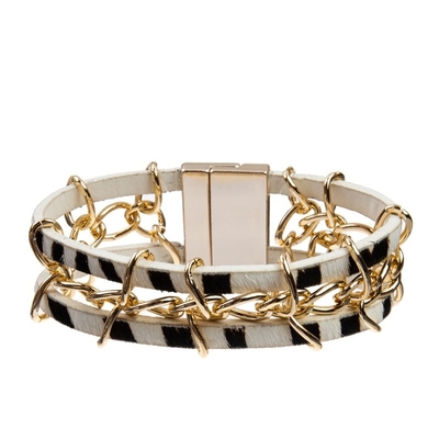 Kühle Punkart-handgemachtes Lederarmband mit Goldkettenschachbrettmuster-Ball