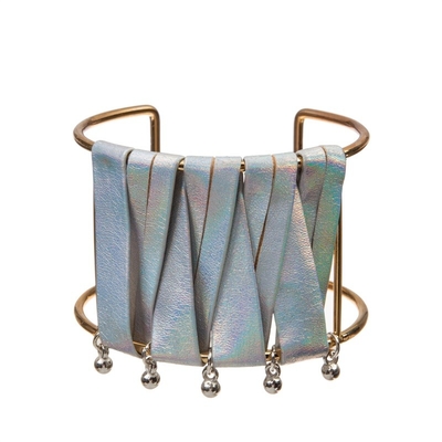 Hand- gesponnene metallische Farbleder-Stulpen-Armbänder für Frauen-Mädchen