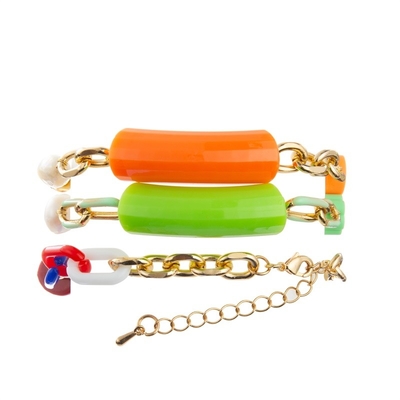 Bambusstange bördelt das Goldketten-handgemachte Armband, das für Unabhängigkeitstag bunt ist