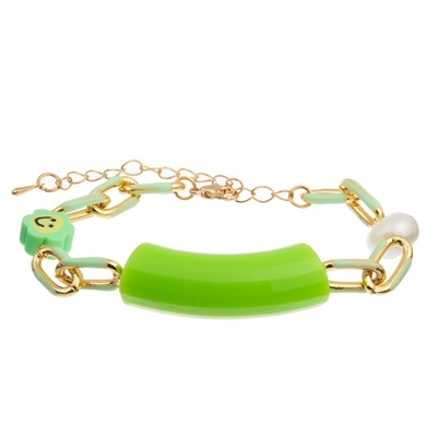 Bambusstange bördelt das Goldketten-handgemachte Armband, das für Unabhängigkeitstag bunt ist
