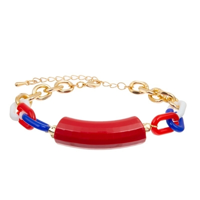 Bambusstange bördelt das Goldketten-handgemachte Armband, das für Unabhängigkeitstag bunt ist