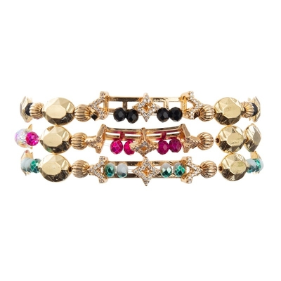 Zircon-Goldstern bezaubern handgemachte elastische Armbänder mit flachen Form-Perlen für Mädchen