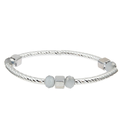 Silberbarren-handgemachte stapelbare Armband-Satz-Gewohnheit mit Crystal Beads