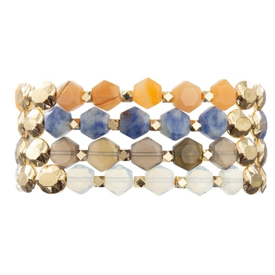 Opal Natural Beads Hexagon Stone-Heilkraft-Armband Mala For Thanks Giving Gift