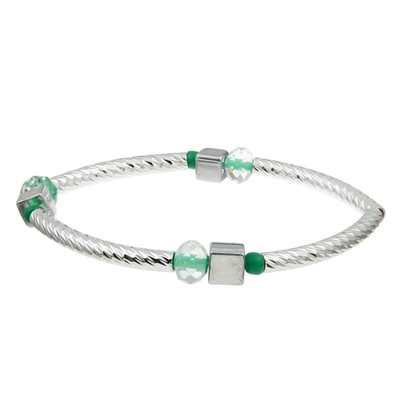 Silberbarren-handgemachte stapelbare Armband-Satz-Gewohnheit mit Crystal Beads