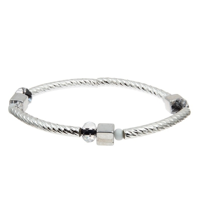 Silberbarren-handgemachte stapelbare Armband-Satz-Gewohnheit mit Crystal Beads