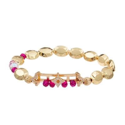 Zircon-Goldstern bezaubern handgemachte elastische Armbänder mit flachen Form-Perlen für Mädchen