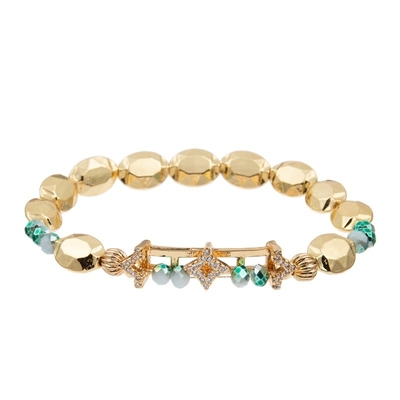 Zircon-Goldstern bezaubern handgemachte elastische Armbänder mit flachen Form-Perlen für Mädchen