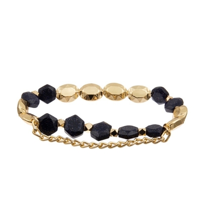 Dehnbares Malachit bördelt Zircon-Blatt-Charme-Armband mit Goldkette