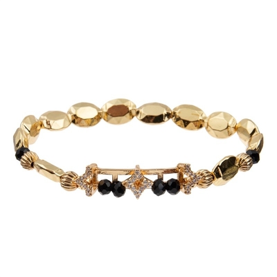 Zircon-Goldstern bezaubern handgemachte elastische Armbänder mit flachen Form-Perlen für Mädchen