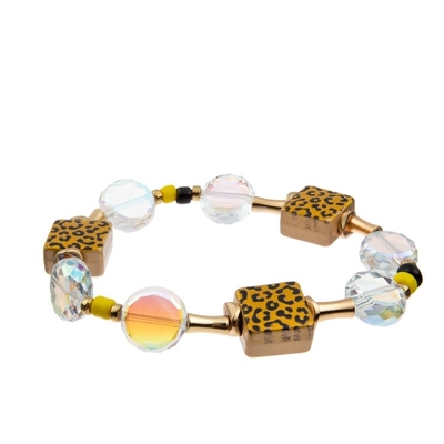 Quadratischer Form-Leopard-Druck bördelt stapelbares Perlen-Armband Classcial für Dame