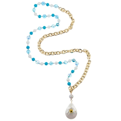 Natürliche Shell Pendant Glass Crystal Beads-Gold-Ketten-Halskette Mehrfarben-8mm