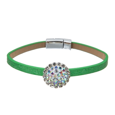 Partei-Grün-ledernes handgemachtes Armband eingestellt mit unbedeutendem Zircon-Felsen-Ball