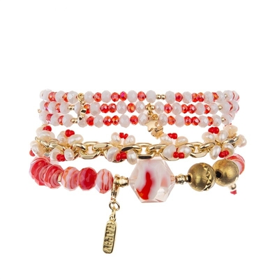 Nachgemachter Stein bördelt Ketten-Webart roten Crystal Beads Bracelets Boho Style