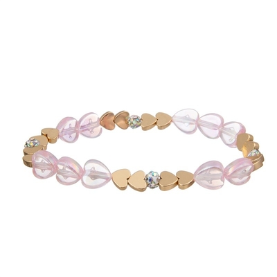 Rosa-Mädchen-elegantes köstliches perlenbesetztes Armband eingestellt mit Goldherz-Anhänger