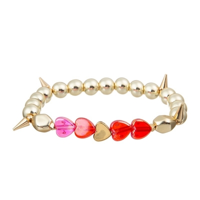 Goldfarbmetall bördelt Rosa-Herz, das handgemachtes Armband für Mädchen als Geschenk einstellte