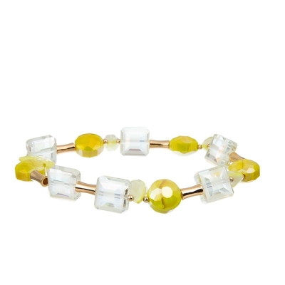 Gelber Quasten-Boho gesponnener elastischer stapelbarer Armband-Satz für Teenager