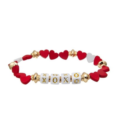 Goldherz-Charme XOXO fertigt Namen-handgemachte Perlen-Armbänder für Freundin-Geschenk besonders an