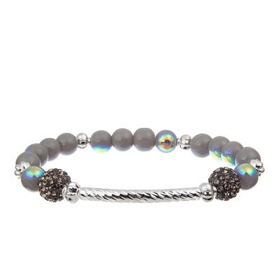 Metallstange pflastern Perlen, die handgemachtes Armband Gray Color Adjustable Stackable einstellte