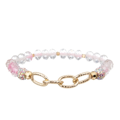 Rosa-Mädchen-elegantes köstliches perlenbesetztes Armband eingestellt mit Goldherz-Anhänger