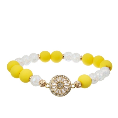 Gelber Quasten-Boho gesponnener elastischer stapelbarer Armband-Satz für Teenager