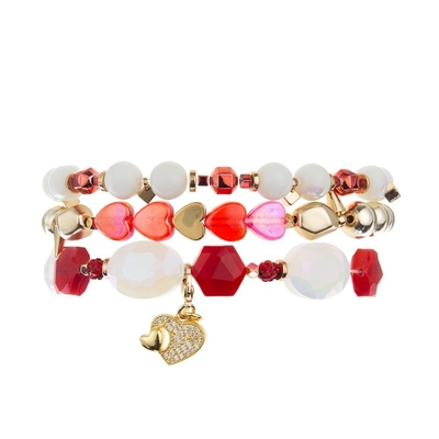 Goldfarbmetall bördelt Rosa-Herz, das handgemachtes Armband für Mädchen als Geschenk einstellte