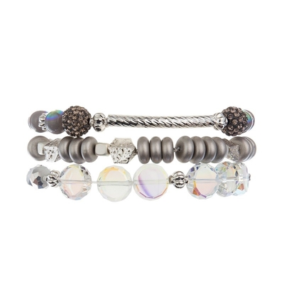 Metallstange pflastern Perlen, die handgemachtes Armband Gray Color Adjustable Stackable einstellte