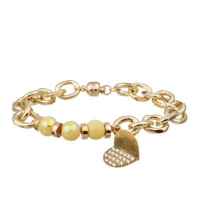 Helle gelbe halbe Kettenhälfte bördelt Armband mit Gold14k zircon-Liebes-Herz-Anhänger