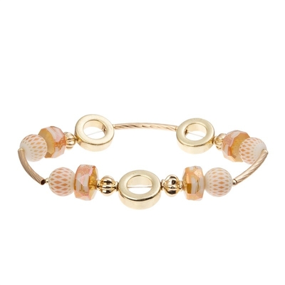 Handgemachtes Armband Damen-Orange Glass Beads mit Goldmetall Bean Beads At Fall