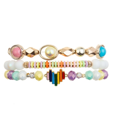 Regenbogen-Herz-Charme-handgemachtes Perlen-Armband bunt für Frauen-Partei