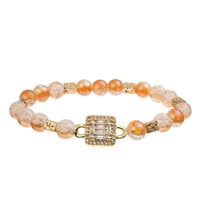 Handgemachtes Armband Damen-Orange Glass Beads mit Goldmetall Bean Beads At Fall