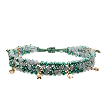 Perlenbesetzter Emerald Bracelet With Gold Metal-Stern-Charme-stapelbarer Armband-Satz