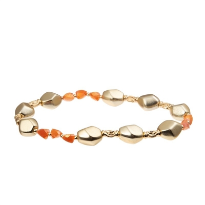 Handgemachtes Armband Damen-Orange Glass Beads mit Goldmetall Bean Beads At Fall