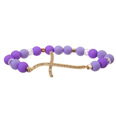 Justierbare 0.7mm elastische Schnur Purple Hearts Crystal Beads Bracelet Set With