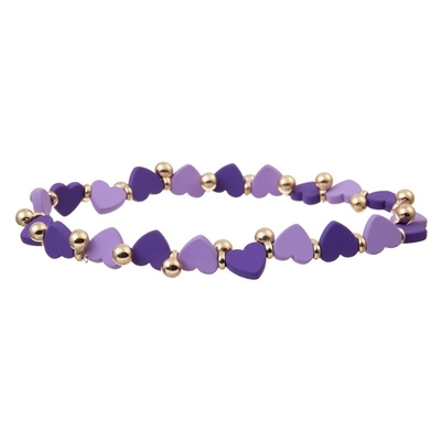 Justierbare 0.7mm elastische Schnur Purple Hearts Crystal Beads Bracelet Set With