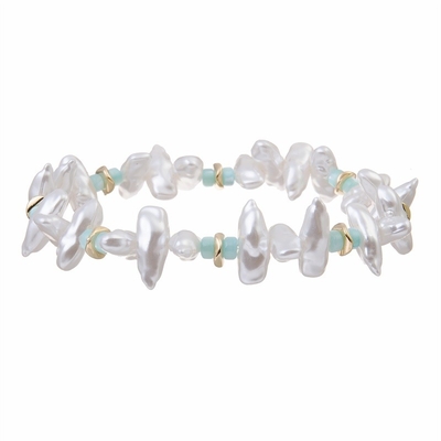 Vereinigen Sie formen weißes Farbperlen-Ausdehnungs-Armband-Aussagen-Perlen-Armband-Geschenk