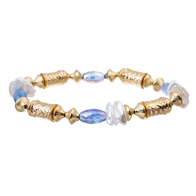 Glänzender blauer Crystal Handmade Beads Bracelets Set justierbare 6.5in