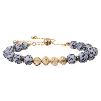 Leopard-Druck-Runde bördelt mit Goldmetallperlen-Armband-justierbarem Mädchen-Geschenk