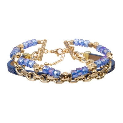 Glänzender blauer Crystal Handmade Beads Bracelets Set justierbare 6.5in