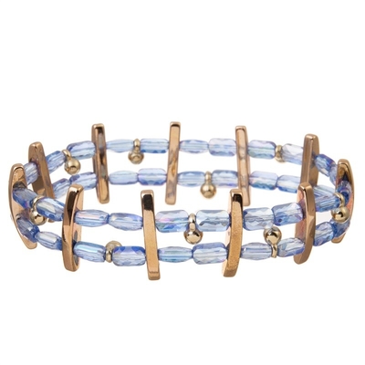 Blaue Glassamen-Perle dehnbarer Crystal Bracelets Dainty Stackable Handmade