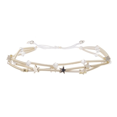 Multi Perlen Boho versilbern stapelbares perlenbesetztes elastisches Armband für Frühlings-Mode