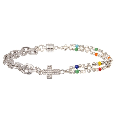 Multi Perlen Boho versilbern stapelbares perlenbesetztes elastisches Armband für Frühlings-Mode