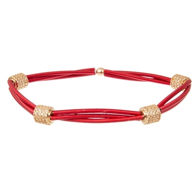 Weinlese-Goldmetallrotes stapelbares perlenbesetztes elastisches Armband für Frühlings-Mode