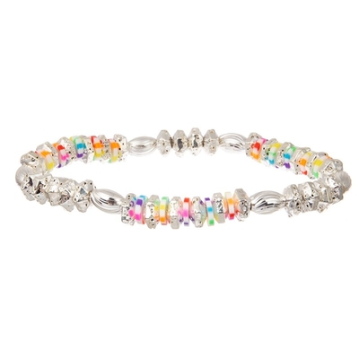 Multi Perlen Boho versilbern stapelbares perlenbesetztes elastisches Armband für Frühlings-Mode